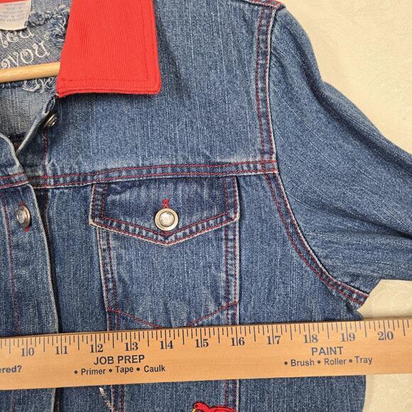 VTG Bleu Bayou Blue Denim Jacket sz M Snowman Winter Holiday Christmas Cotton - Picture 14 of 16